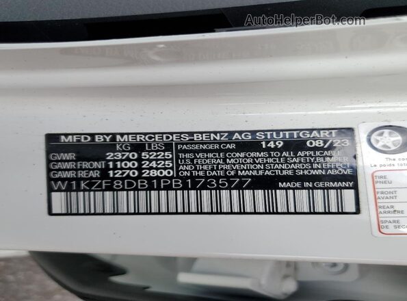 W1KZF8DB1PB173577 2023 MERCEDES-BENZ E White Вид підкапотного простору