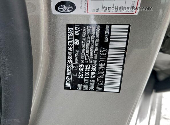 W1KZF8DB2NB011857 2022 MERCEDES-BENZ E Gray Вид підкапотного простору