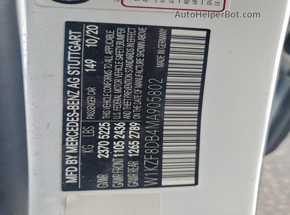 W1KZF8DB4MA905802 2021 MERCEDES-BENZ E White Vista del compartimento del motor