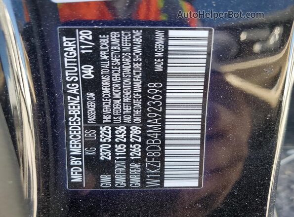 W1KZF8DB4MA923698 2021 MERCEDES-BENZ E Black Вид наклейки з VIN-кодом