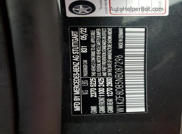 W1KZF8DB5NB087296 2022 MERCEDES-BENZ E Charcoal ძრავის განყოფილების ხედი