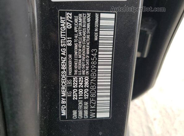 W1KZF8DB7NB098543 2022 MERCEDES-BENZ E Charcoal Engine compartment view