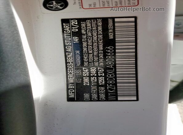 W1KZF8DBXLA808666 2020 MERCEDES-BENZ E White ძრავის განყოფილების ხედი