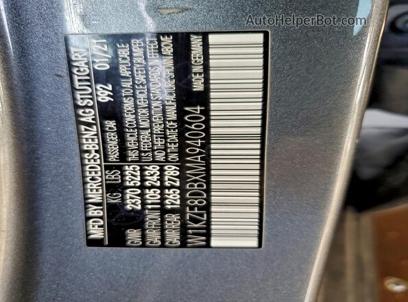 W1KZF8DBXMA940604 2021 MERCEDES-BENZ E Charcoal Вид підкапотного простору