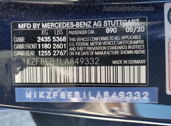 W1KZF8EB1LA849332 2020 MERCEDES-BENZ E Blue Widok komory silnika