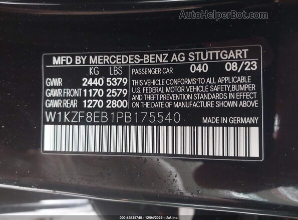 W1KZF8EB1PB175540 2023 MERCEDES-BENZ E-CLASS Черный Вид подкапотного пространства