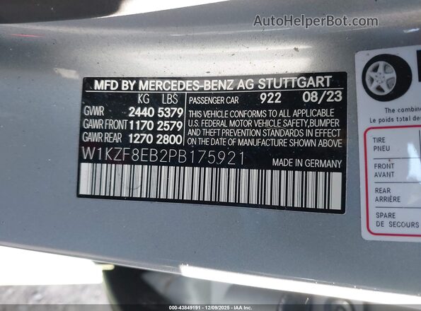 W1KZF8EB2PB175921 2023 MERCEDES-BENZ E-CLASS Gray Շարժիչի բաժամունքի տեսք