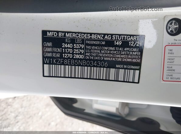 W1KZF8EB5NB034306 2022 MERCEDES-BENZ E-CLASS White ძრავის განყოფილების ხედი