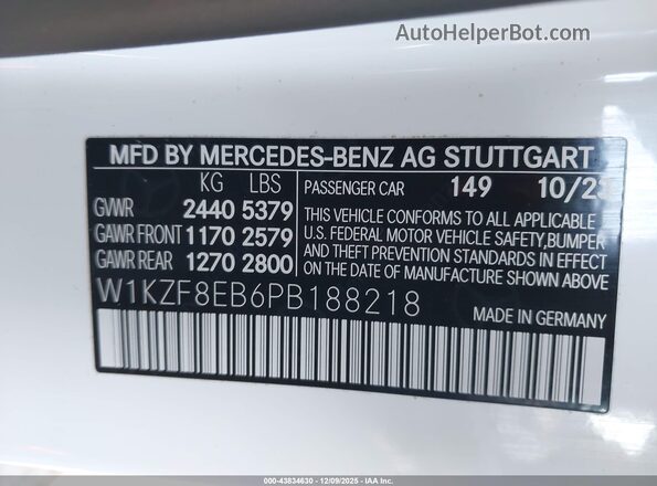W1KZF8EB6PB188218 2023 MERCEDES-BENZ E-CLASS White 