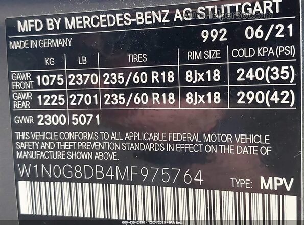 W1N0G8DB4MF975764 2021 MERCEDES-BENZ GLC 300 Серый Вид подкапотного пространства