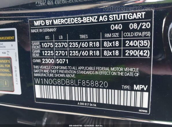 W1N0G8DB8LF858820 2020 MERCEDES-BENZ GLC 300 Черный Вид подкапотного пространства