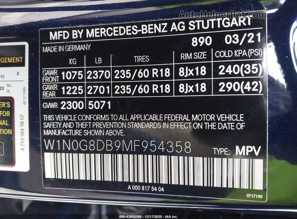 W1N0G8DB9MF954358 2021 MERCEDES-BENZ GLC 300 Черный Вид подкапотного пространства