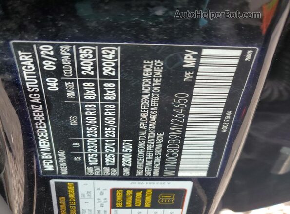 W1N0G8DB9MV264650 2021 MERCEDES-BENZ GLC-CLASS Черный Вид наклейки с VIN-кодом