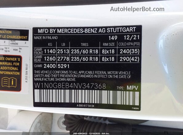 W1N0G8EB4NV347368 2022 MERCEDES-BENZ GLC 300 Белый Вид подкапотного пространства
