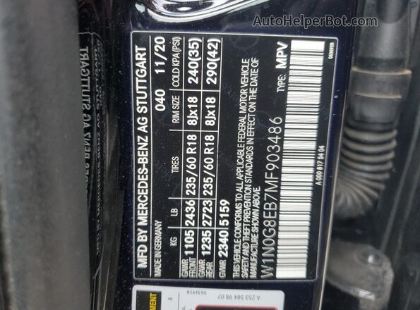 W1N0G8EB7MF903486 2021 MERCEDES-BENZ GLC-CLASS Black Вид наклейки з VIN-кодом