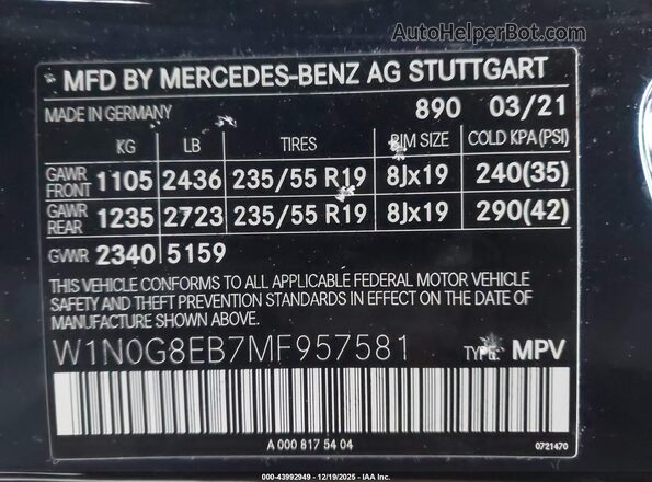 W1N0G8EB7MF957581 2021 MERCEDES-BENZ GLC 300 Blue Widok komory silnika
