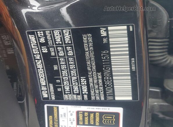 W1N0G8EB9NG111576 2022 MERCEDES-BENZ GLC-CLASS Charcoal 360 interior view