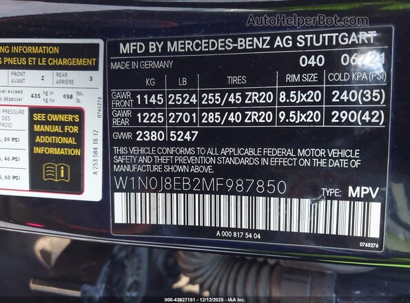 W1N0J8EB2MF987850 2021 MERCEDES-BENZ GLC 300 Black Widok komory silnika