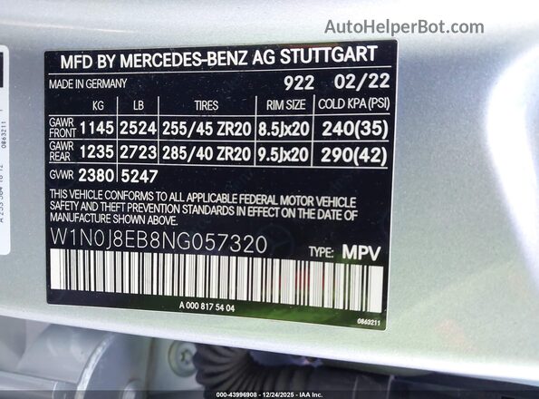 W1N0J8EB8NG057320 2022 MERCEDES-BENZ GLC-CLASS Silver Widok komory silnika