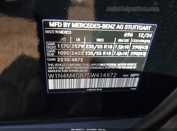 W1N4M4GB7SW414972 2025 MERCEDES-BENZ GLB-CLASS Black Widok komory silnika