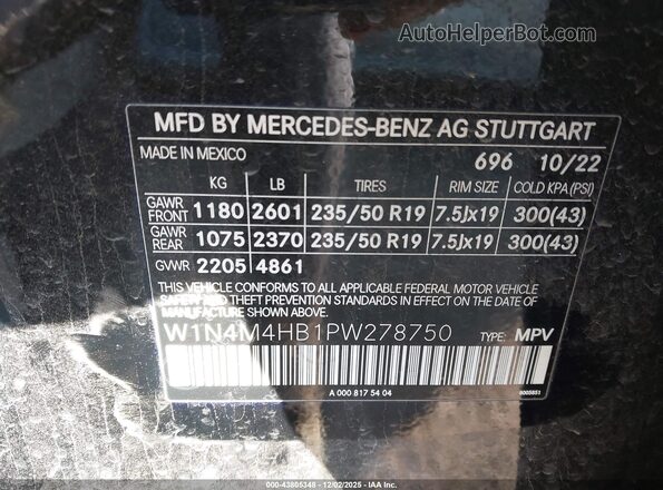 W1N4M4HB1PW278750 2023 MERCEDES-BENZ GLB-CLASS Black Vista del compartimento del motor