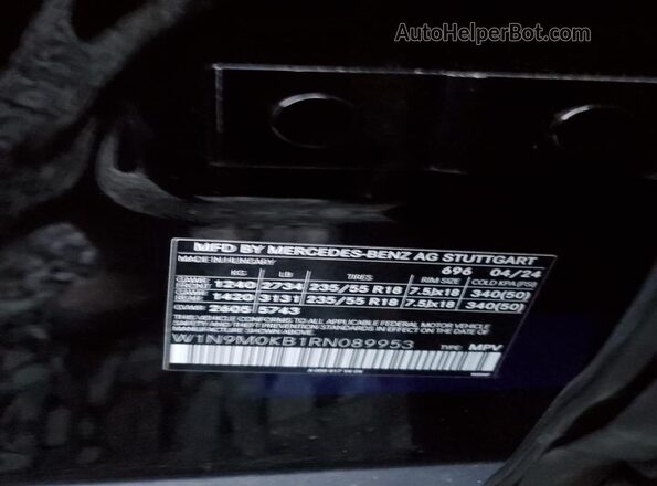 W1N9M0KB1RN089953 2024 MERCEDES-BENZ EQB Black VIN sticker view