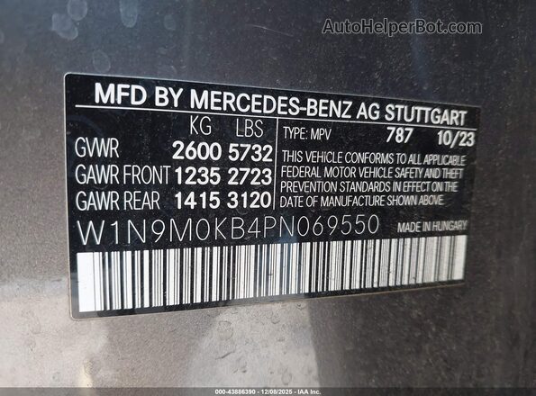 W1N9M0KB4PN069550 2023 MERCEDES-BENZ EQB 300 SUV Gray 