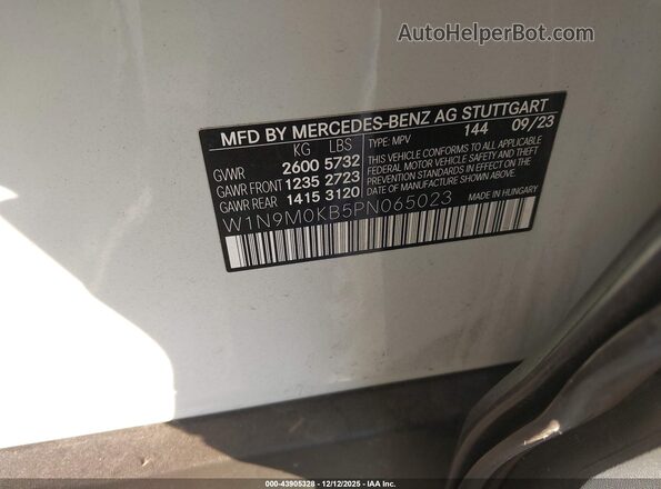 W1N9M0KB5PN065023 2023 MERCEDES-BENZ EQB 300 SUV Белый 
