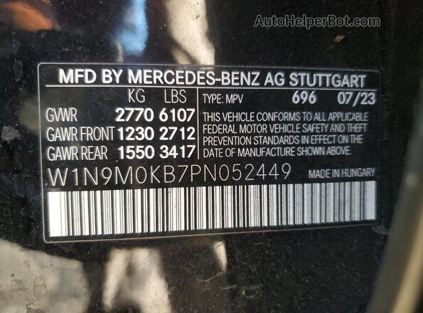 W1N9M0KB7PN052449 2023 MERCEDES-BENZ EQB Black VIN կոդի պիտակի տեսք