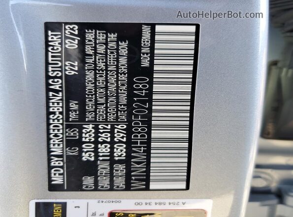 W1NKM4HB8PF021480 2023 MERCEDES-BENZ GLC-CLASS Серебряный Вид наклейки с VIN-кодом