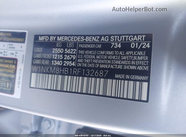 W1NKM8HB1RF132687 2024 MERCEDES-BENZ AMG GLC 43 Silver ძრავის განყოფილების ხედი
