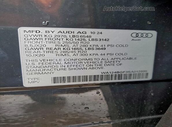 WA124BGF3SA012895 2025 AUDI OTHER Charcoal 