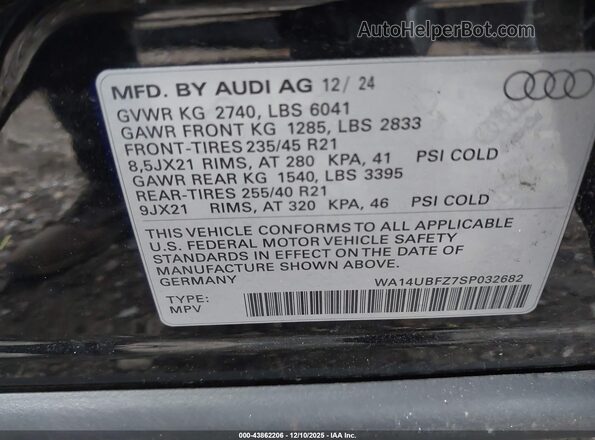WA14UBFZ7SP032682 2025 AUDI Q4 Black 