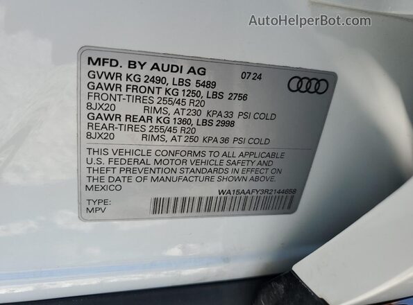 WA15AAFY3R2144658 2024 AUDI Q5 White ძრავის განყოფილების ხედი