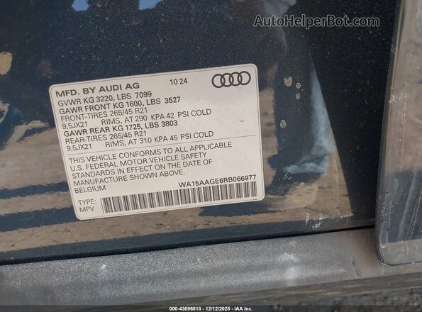 WA15AAGE6RB066977 2024 AUDI Q8 E-TRON Blue ძრავის განყოფილების ხედი