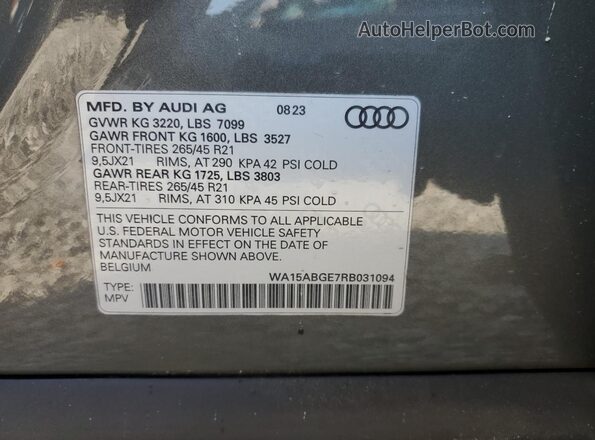 WA15ABGE7RB031094 2024 AUDI Q8 Gray Widok naklejki z numerem VIN
