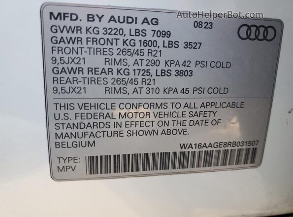 WA16AAGE8RB031507 2024 AUDI Q8 White 