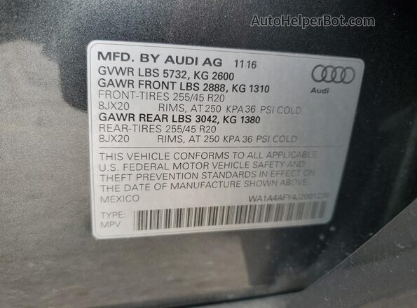 WA1A4AFY4J2001230 2018 AUDI SQ5 Gray 