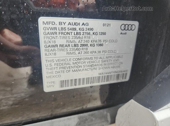WA1AAAFY6M2054430 2021 AUDI Q5 Black Widok wnętrza 360 stopni