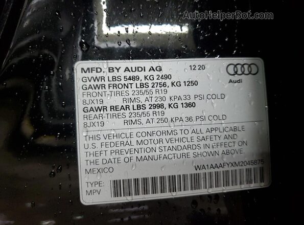WA1AAAFYXM2045875 2021 AUDI Q5 Black Շարժիչի բաժամունքի տեսք