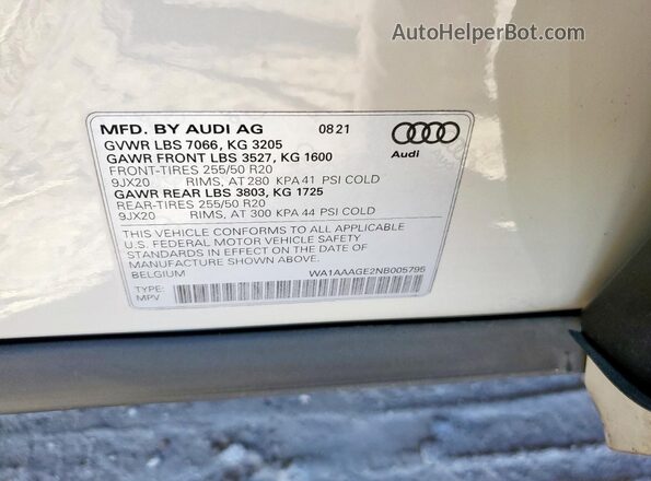 WA1AAAGE2NB005795 2022 AUDI E-TRON Gray 360 interior view