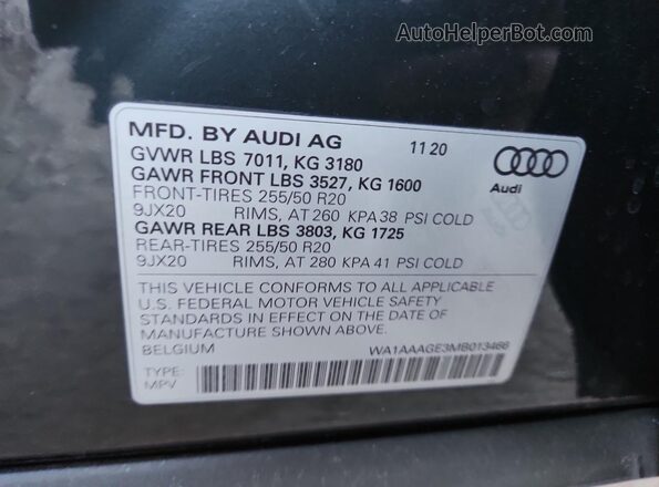 WA1AAAGE3MB013466 2021 AUDI E-TRON Gray Սալոնի 360 աստիճան տեսք