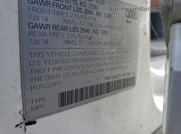 WA1AUCF37M1067152 2021 AUDI Q3 White VIN sticker view