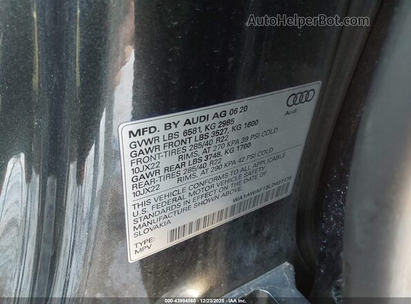 WA1AWAF13LD027175 2020 AUDI SQ8 Gray ძრავის განყოფილების ხედი