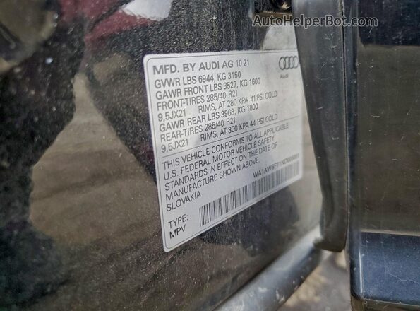 WA1AWBF71ND005091 2022 AUDI SQ7 Black VIN կոդի պիտակի տեսք
