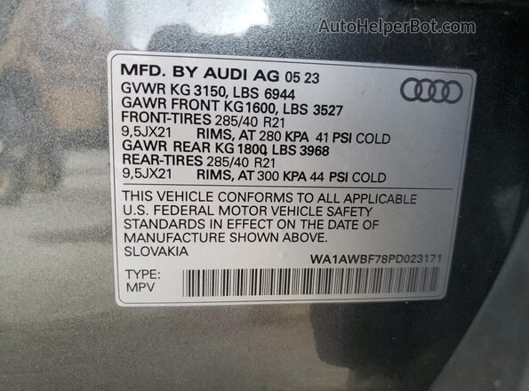 WA1AWBF78PD023171 2023 AUDI SQ7 Gray Widok wnętrza 360 stopni