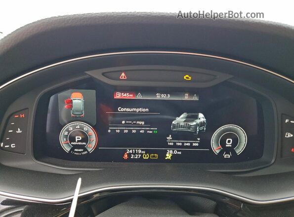 WA1AXBF71PD010419 2023 AUDI Q7 White ხელსაწყოთა პანელის ხედი