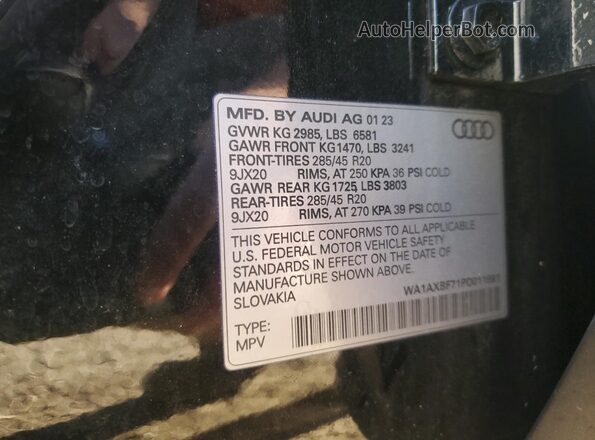 WA1AXBF71PD011991 2023 AUDI Q7 Черный Вид наклейки с VIN-кодом