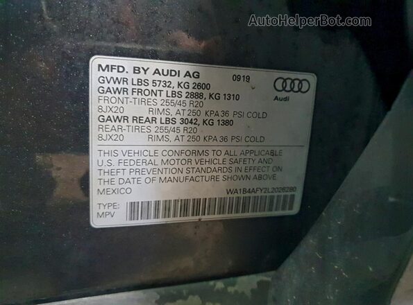WA1B4AFY2L2026280 2020 AUDI SQ5 Gray Widok komory silnika