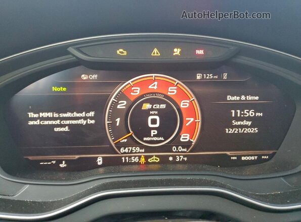WA1B4AFY3K2027744 2019 AUDI SQ5 Gray Widok zestawu wskaźników